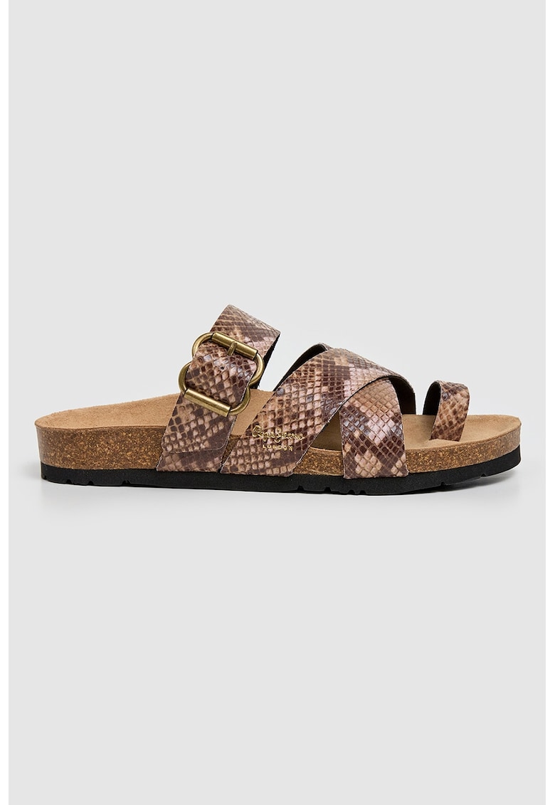 Sandale cu animal print - Maro deschis/Maro pamantiu