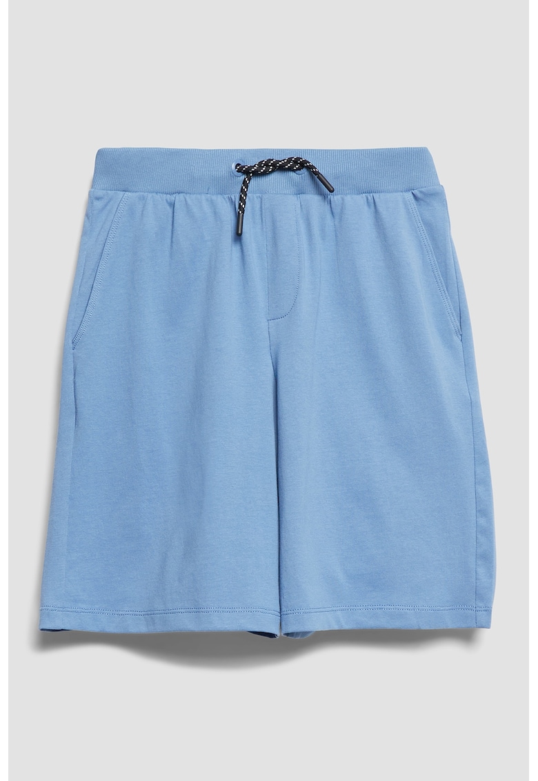 Pantaloni scurti din amestec de bumbac cu buzunare - Albastru prafuit