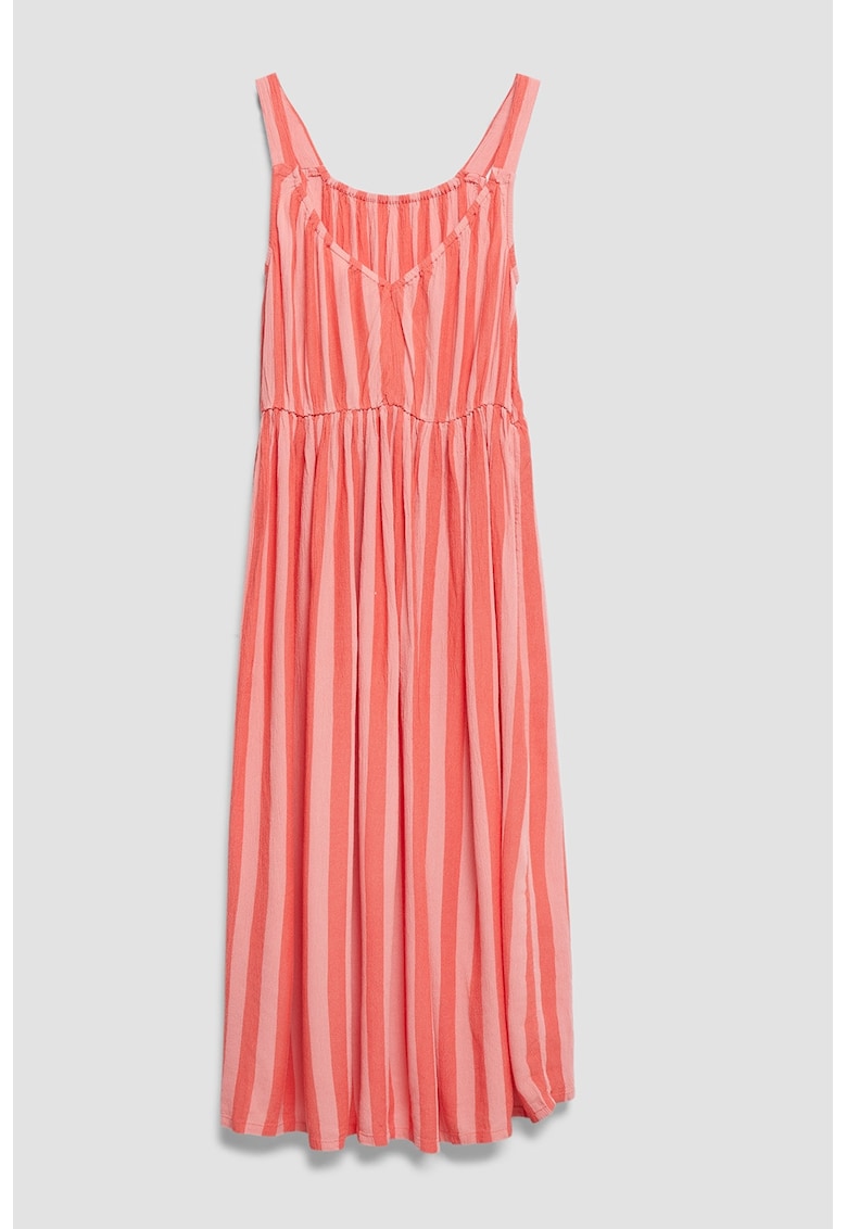 Rochie evazata cu model in dungi - Rosu deschis/Roz