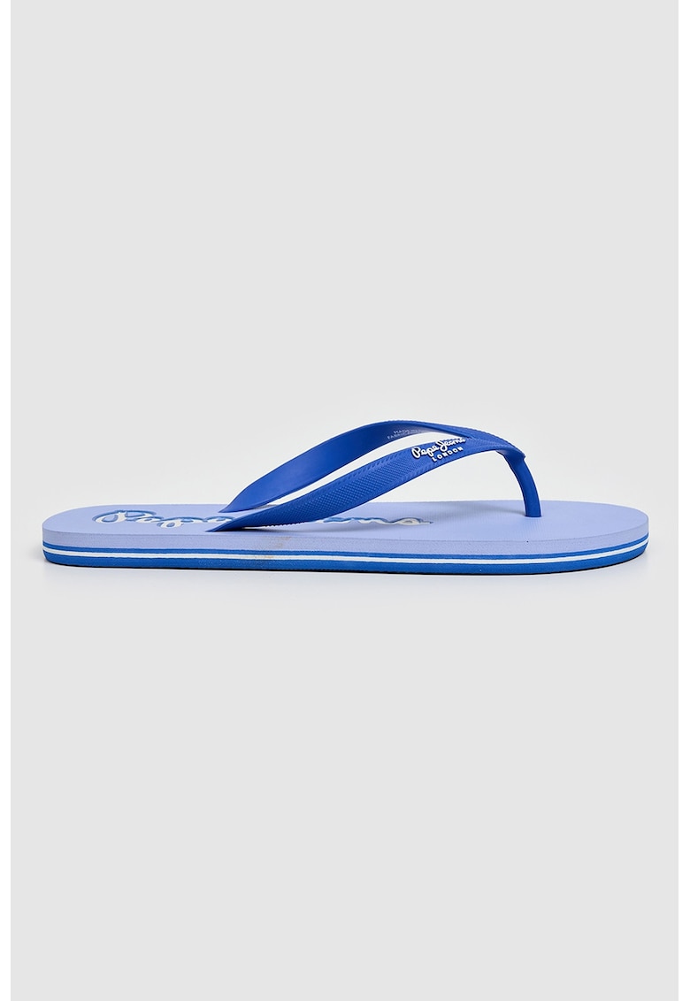 Papuci flip-flop cu logo - Alb/Albastru royal