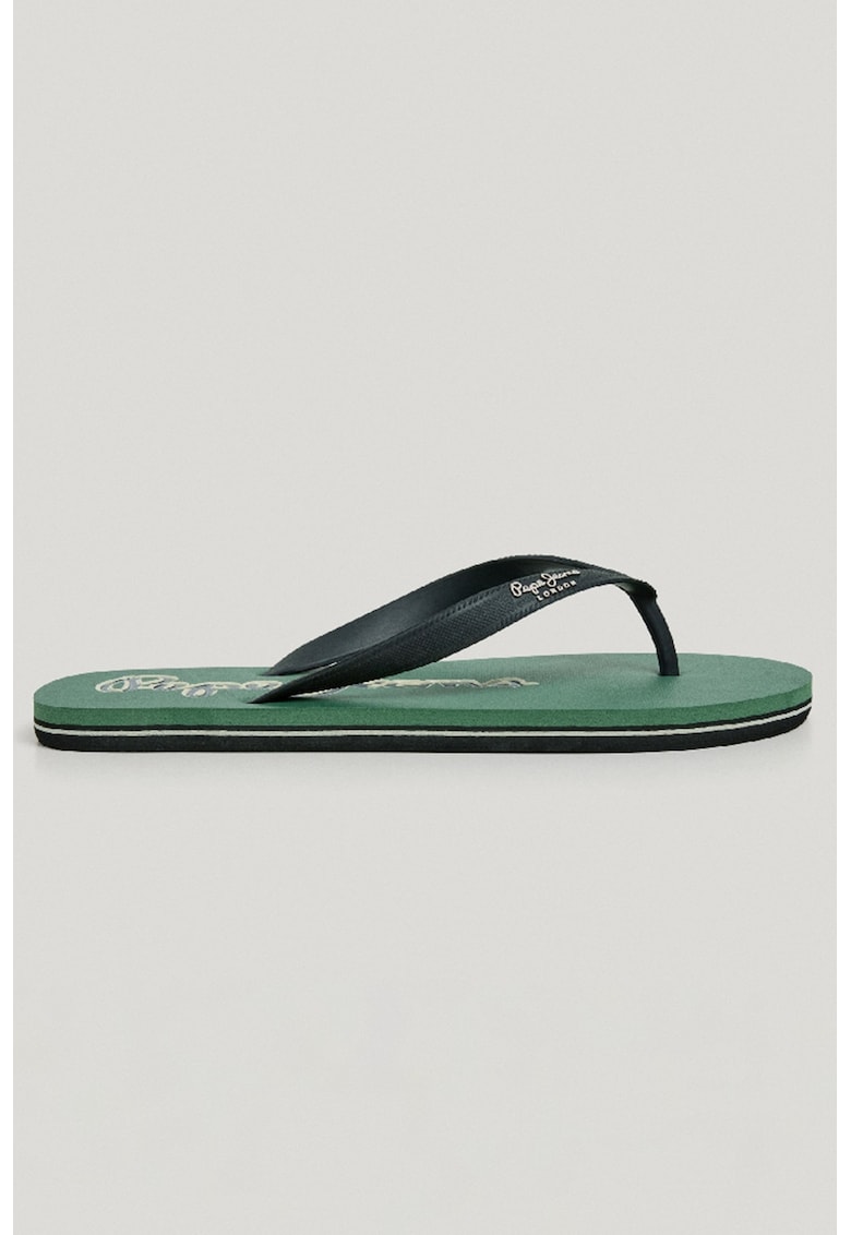 Papuci flip-flop cu logo - Verde padure