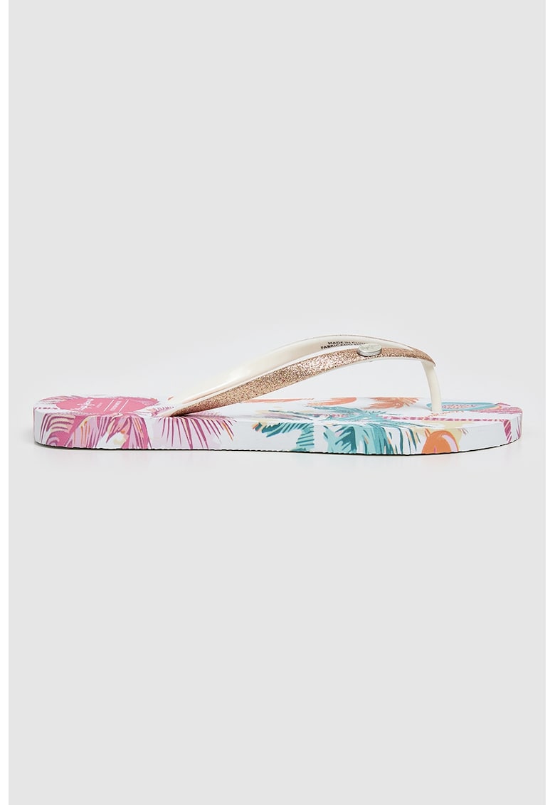 Papuci flip-flop cu aspect stralucitor - Alb/Auriu/Roz/Verde persan