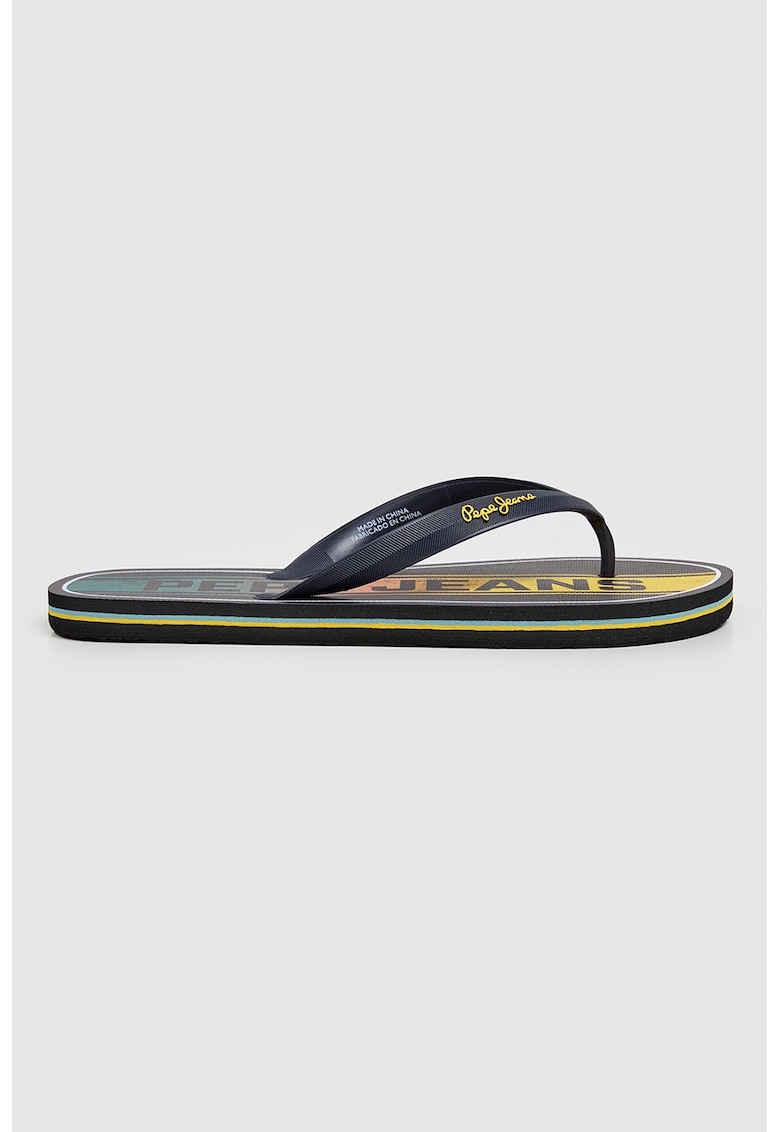 Papuci flip-flop cu logo - Albastru ultramarin/Galben sofran