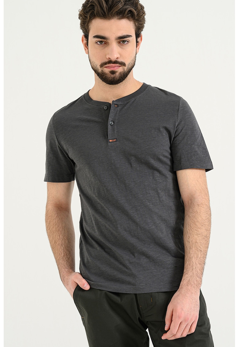 Tricou regular fit de bumbac - Gri antracit