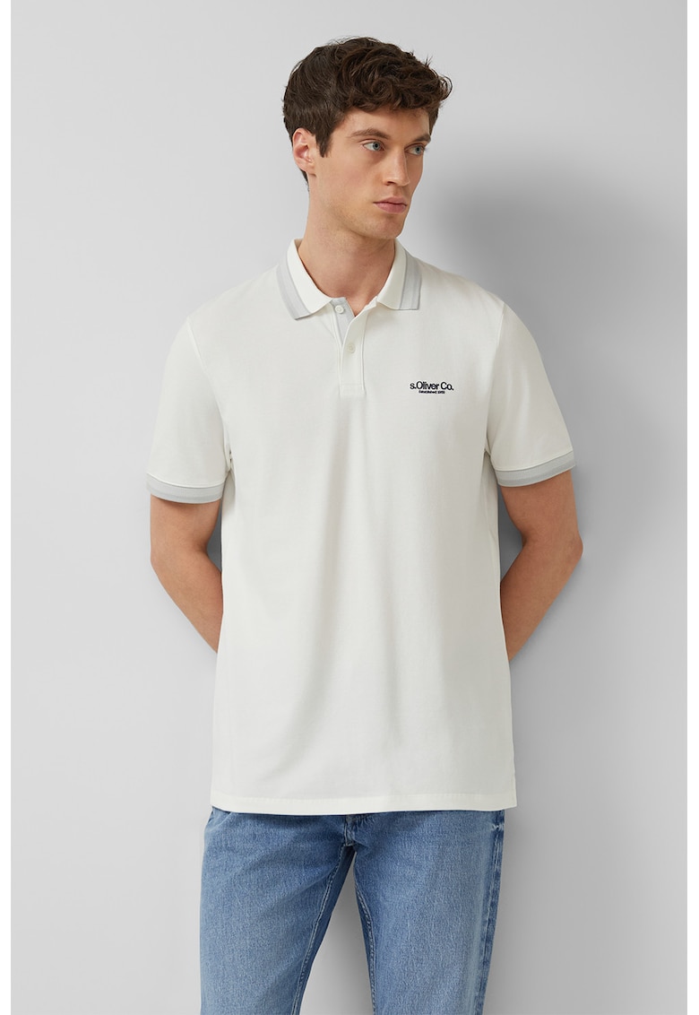 Tricou polo cu logo - Alb/Gri