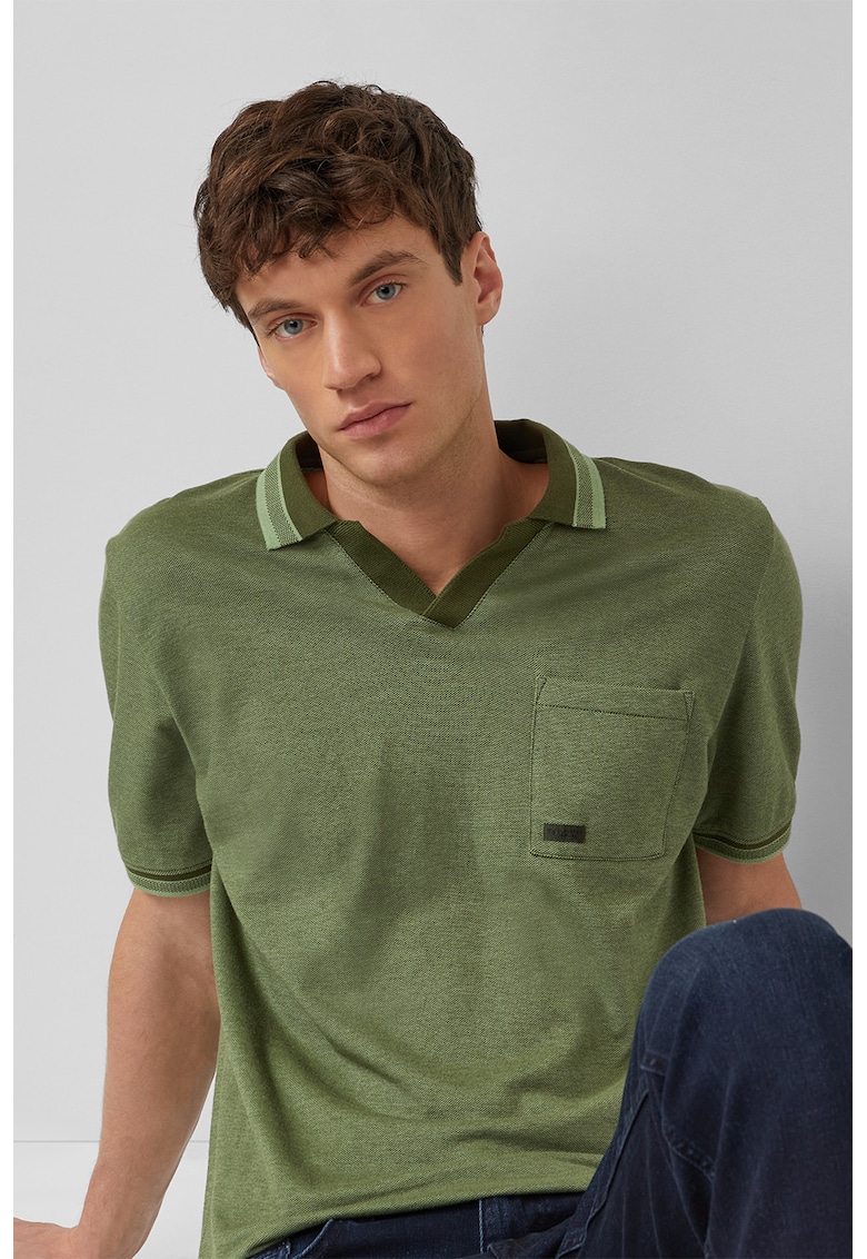 Tricou polo cu buzunar pe piept - Verde feriga