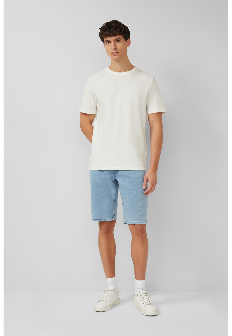 Bermude din denim cu talie medie - Albastru deschis