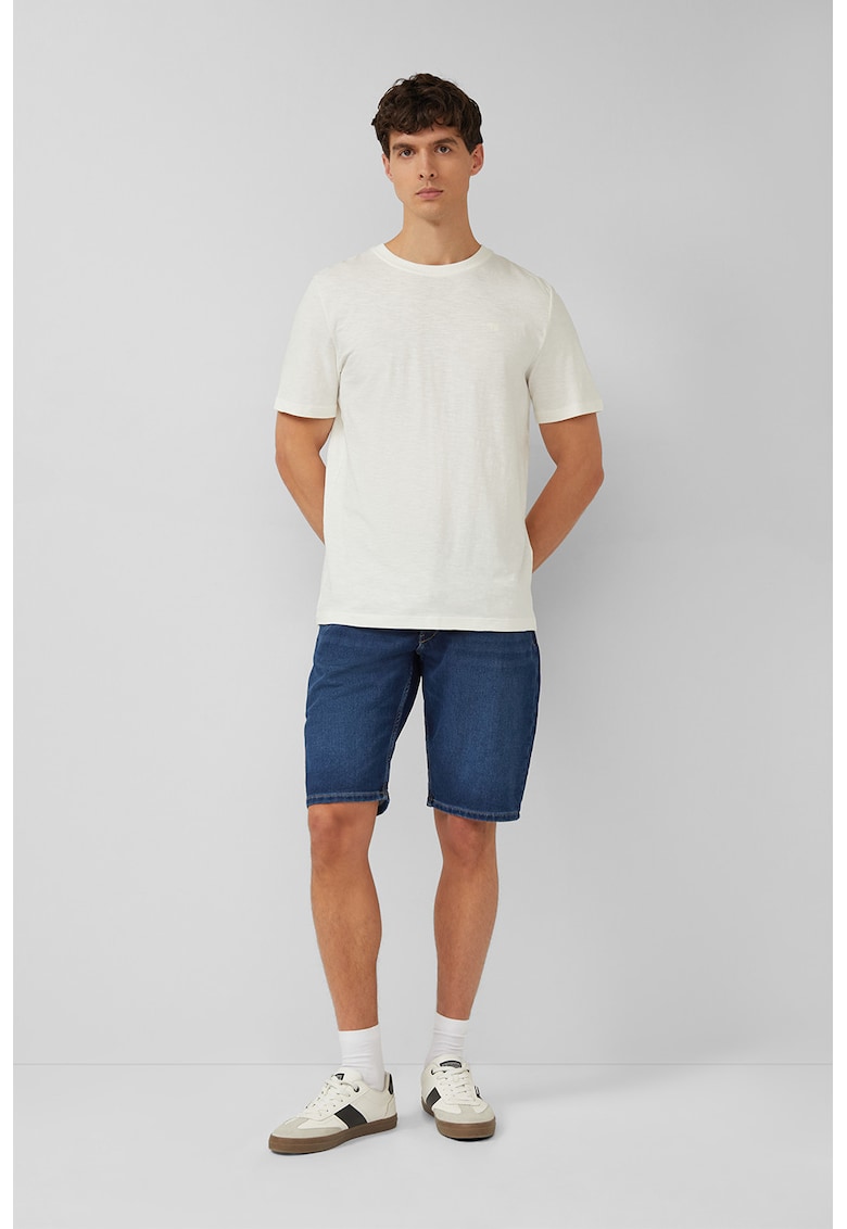 Bermude din denim cu talie medie - Bleumarin