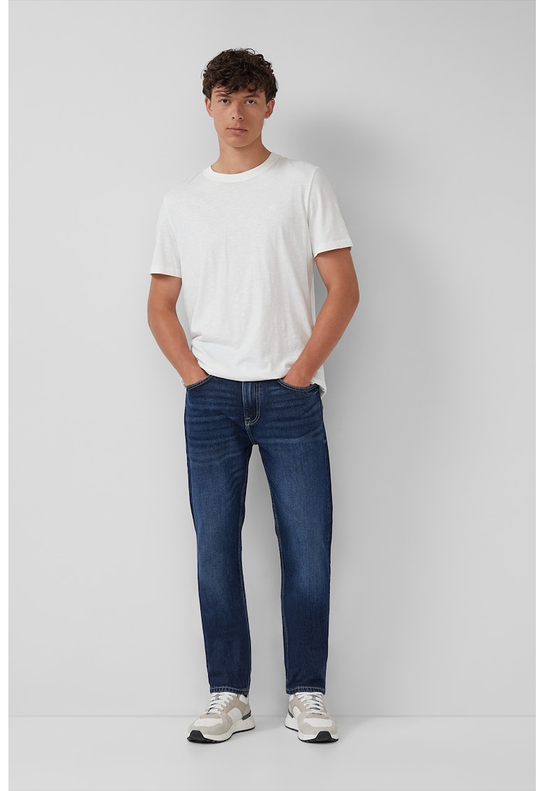 Blugi slim fit cu aspect decolorat - Albastru inchis