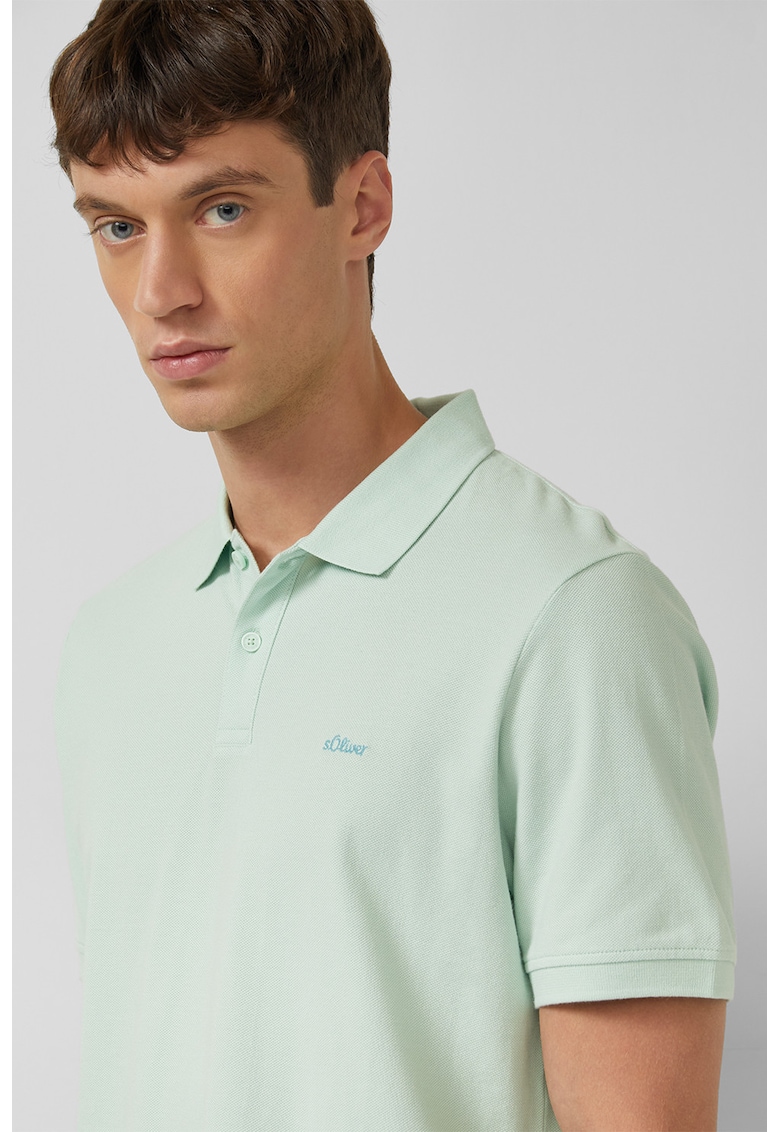 - Tricou polo din bumbac pique - Verde pal