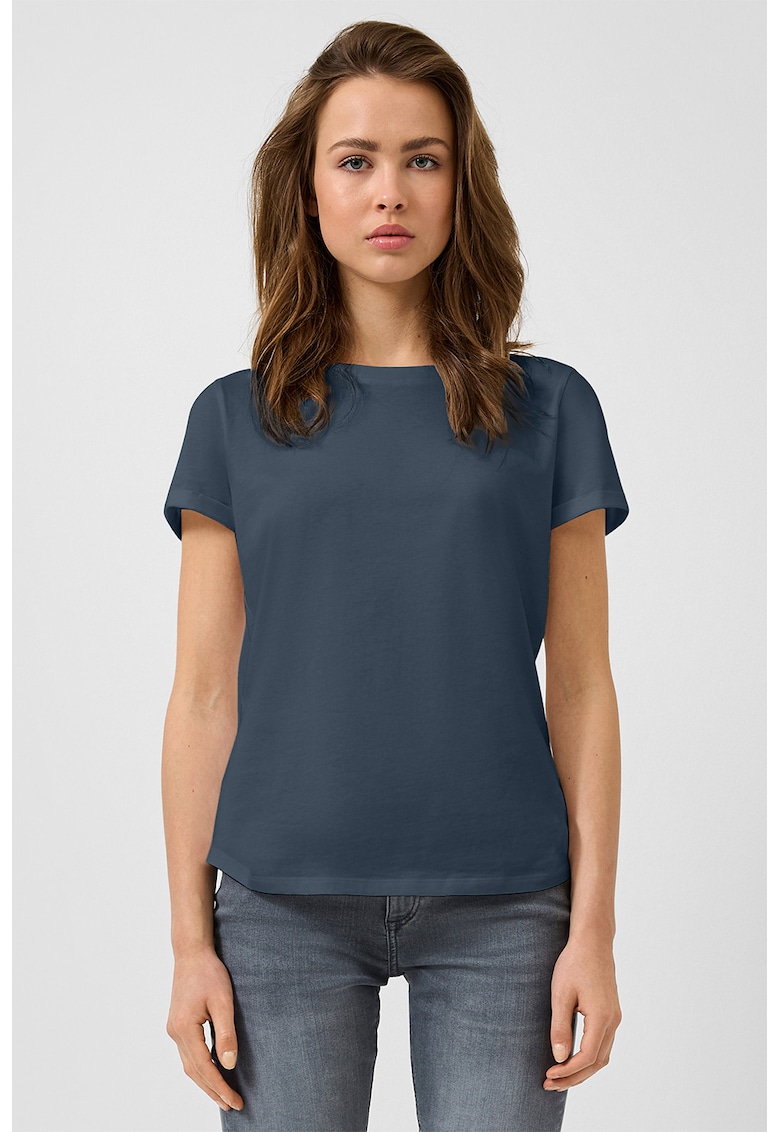 Tricou regular fit cu decolteu la baza gatului