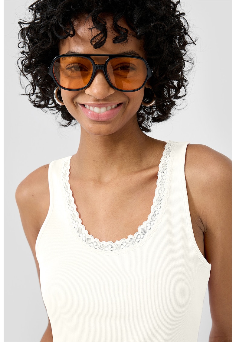 Top uni din amestec de bumbac - Alb