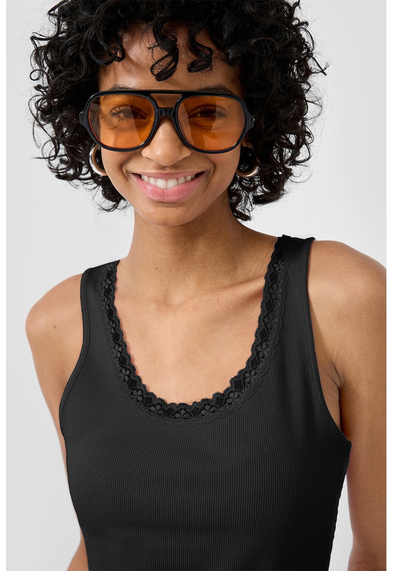 Top uni din amestec de bumbac - Negru