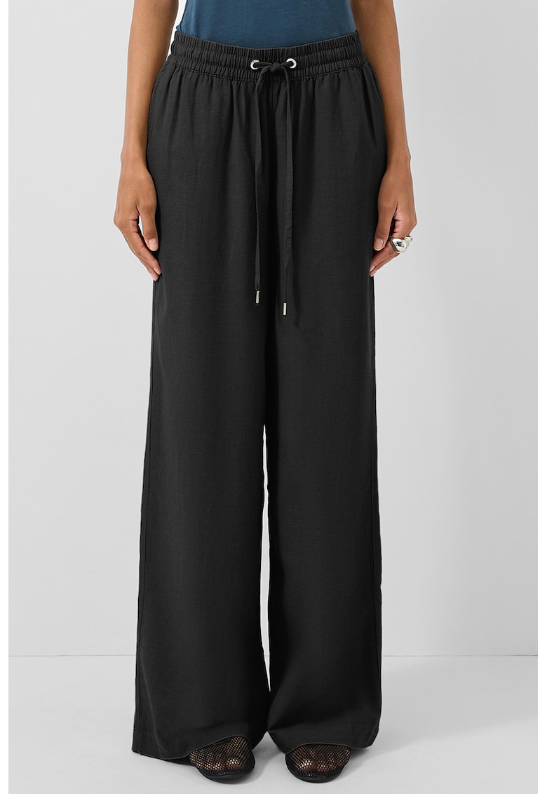 Pantaloni de trening din amestec de in cu croiala ampla - Negru antracit