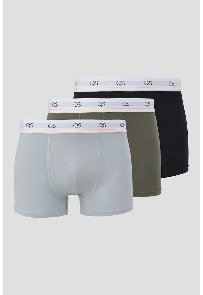 Set de boxeri din amestec de bumbac - 3 perechi - Albastru prafuit/Verde masliniu/Alb optic