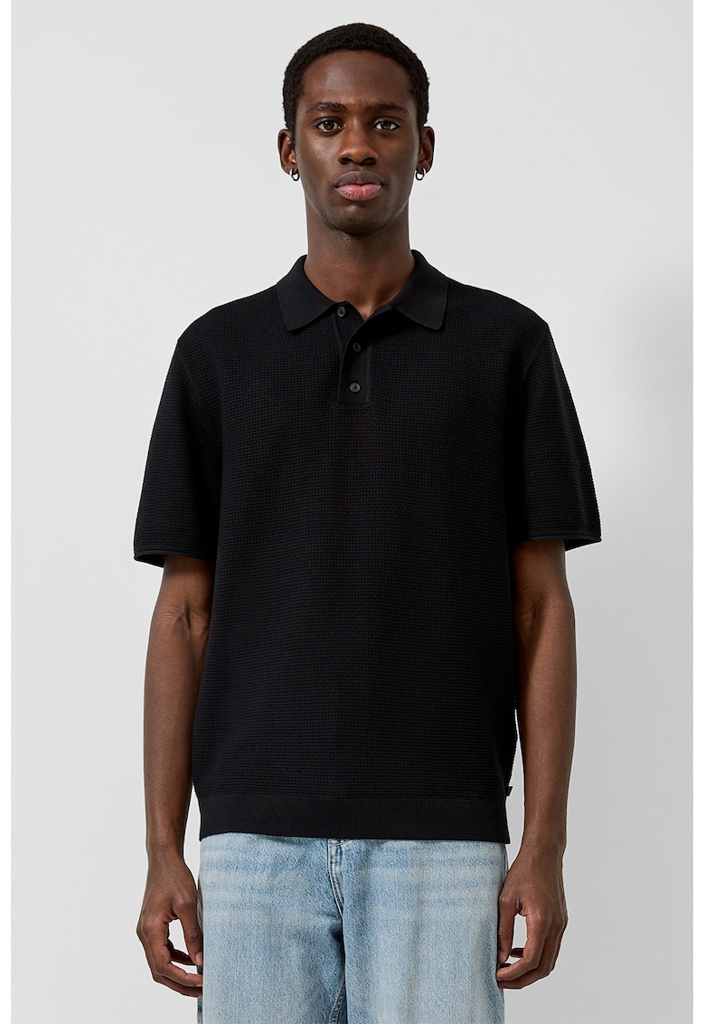 Tricou polo din tricot - Negru -