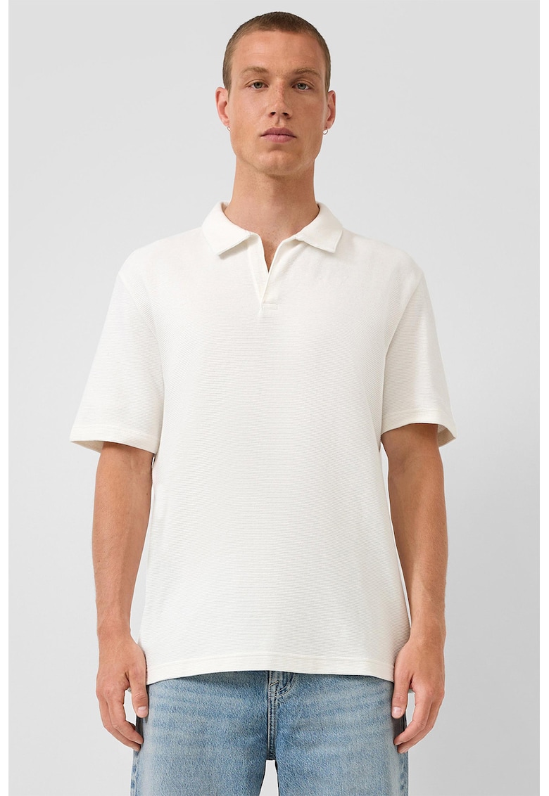 Tricou polo texturat - Alb