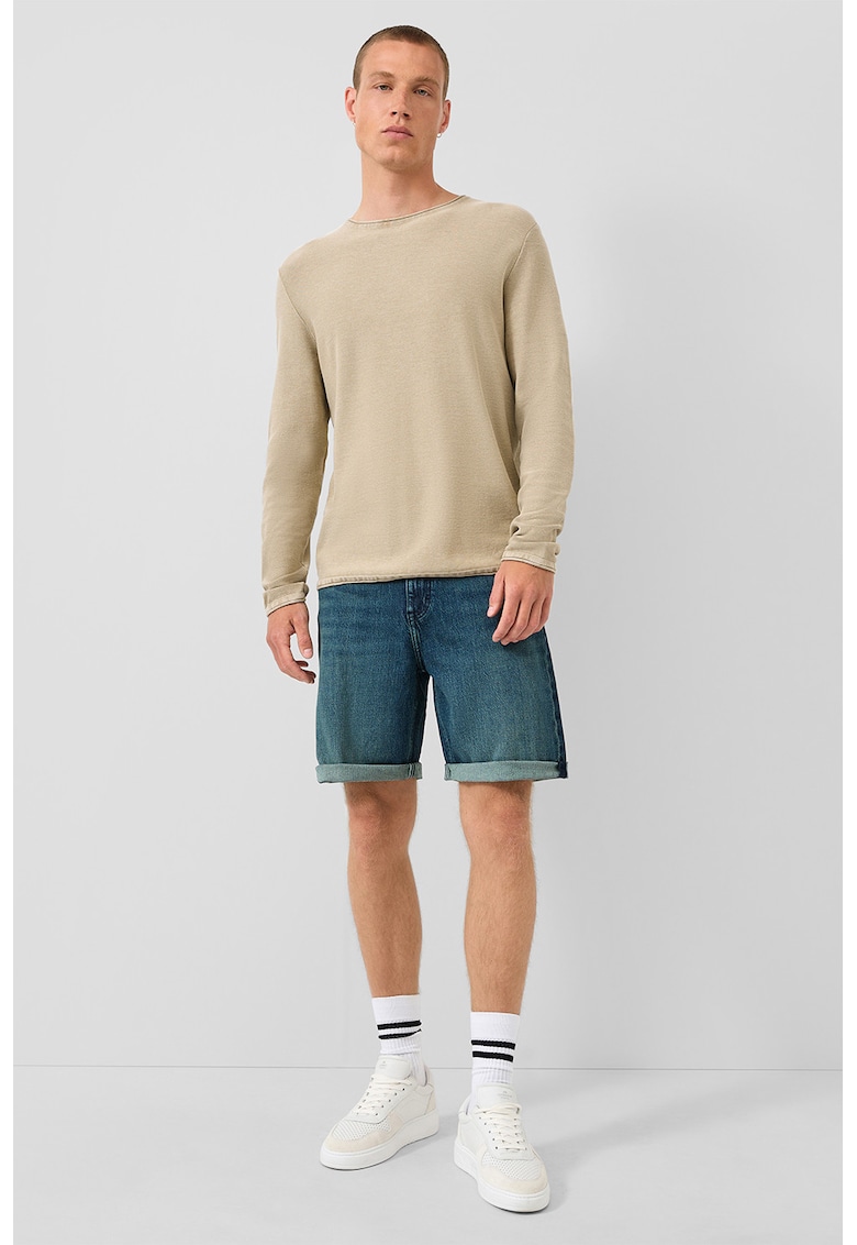 Blugi scurti cu aspect decolorat - Albastru prafuit