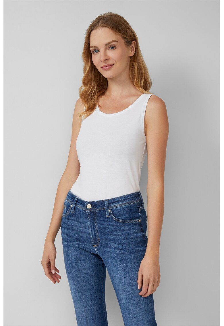 Top cu decolteu rotund - Alb optic