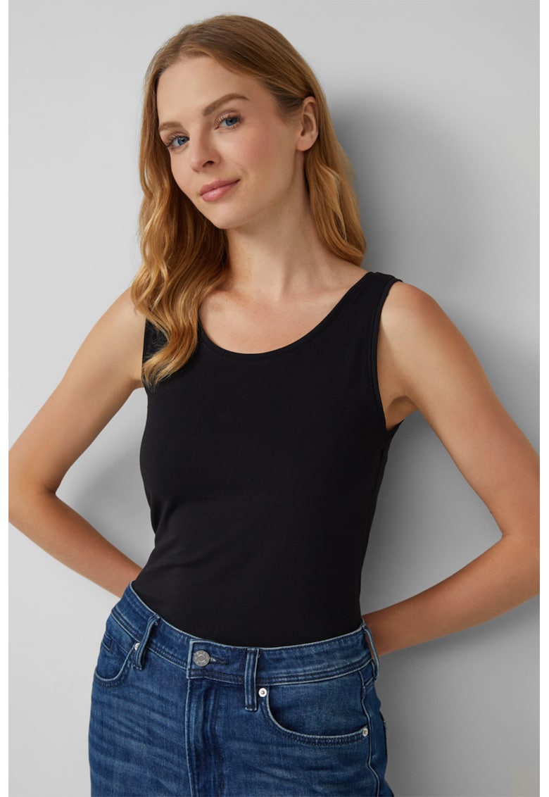 Top cu decolteu rotund - Negru