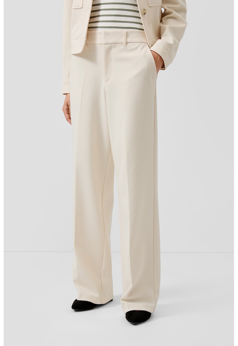 Pantaloni ampli cu buzunare cu refilet pe partea din spate - Bej deschis
