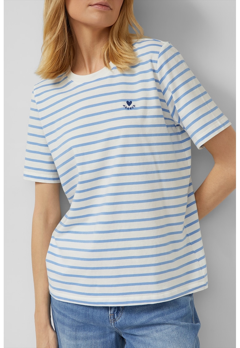 Tricou de bumbac in dungi - Albastru pastel