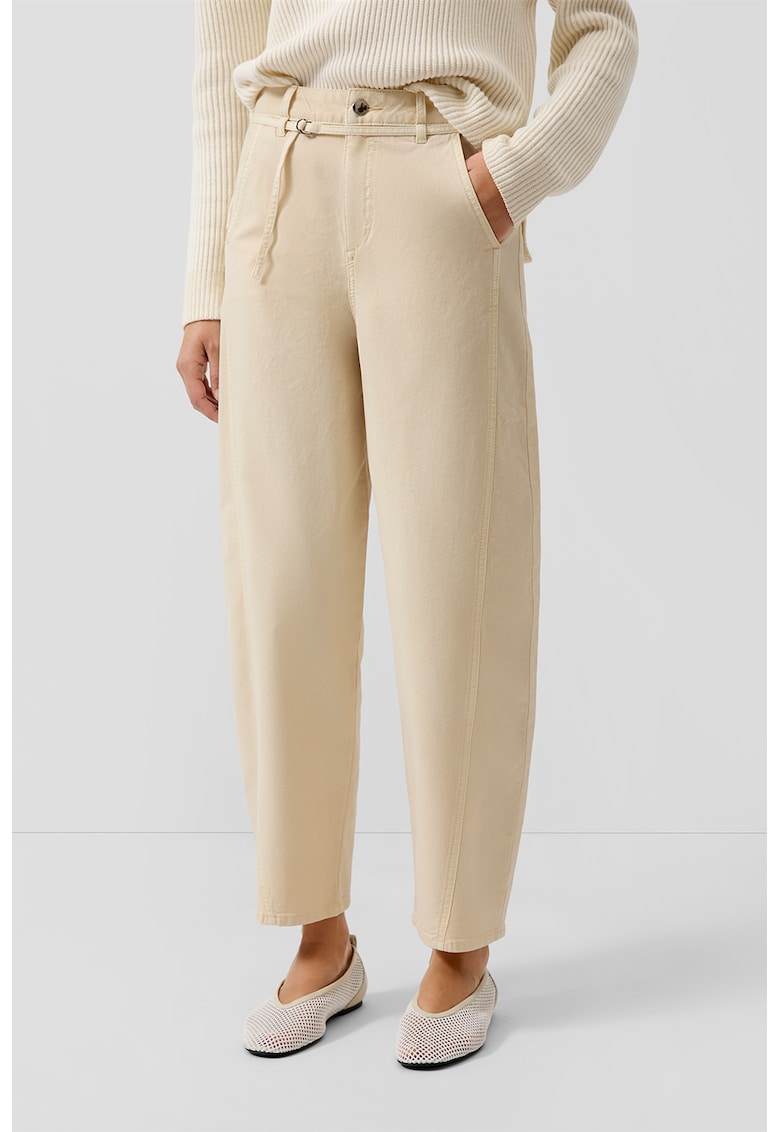 Pantaloni conici cu talie inalta - Bej deschis