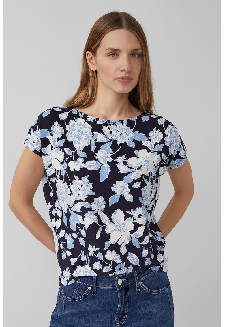 Tricou lejer cu imprimeu - Alb/Albastru deschis/Bleumarin