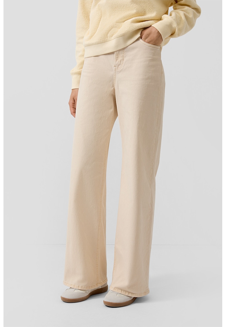 Blugi cu croiala ampla si talie inalta - Bej