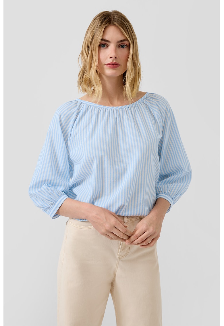 Bluza lejera cu maneci raglan - Alb/Albastru
