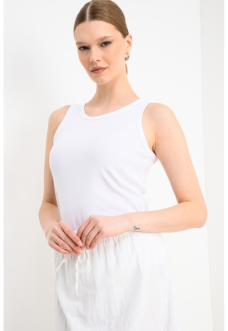 Top uni din amestec de bumbac - Alb optic