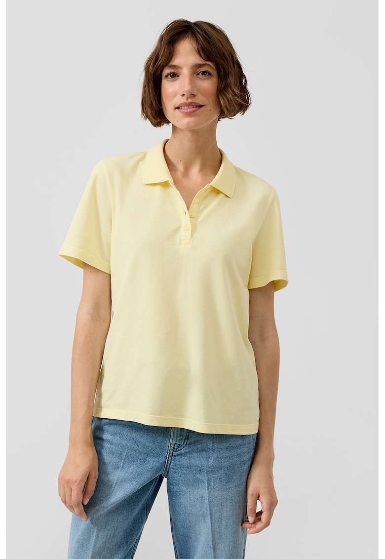 Tricou polo din amestec de bumbac pique - Galben