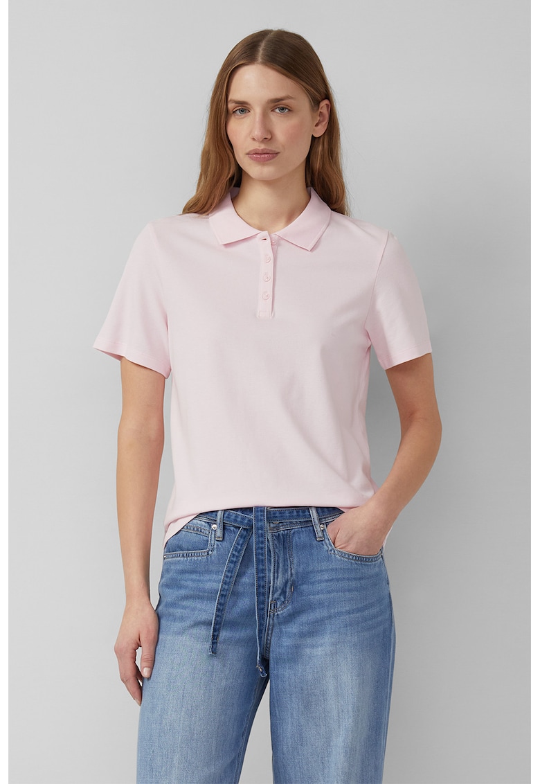 Tricou polo din amestec de bumbac pique - Roz