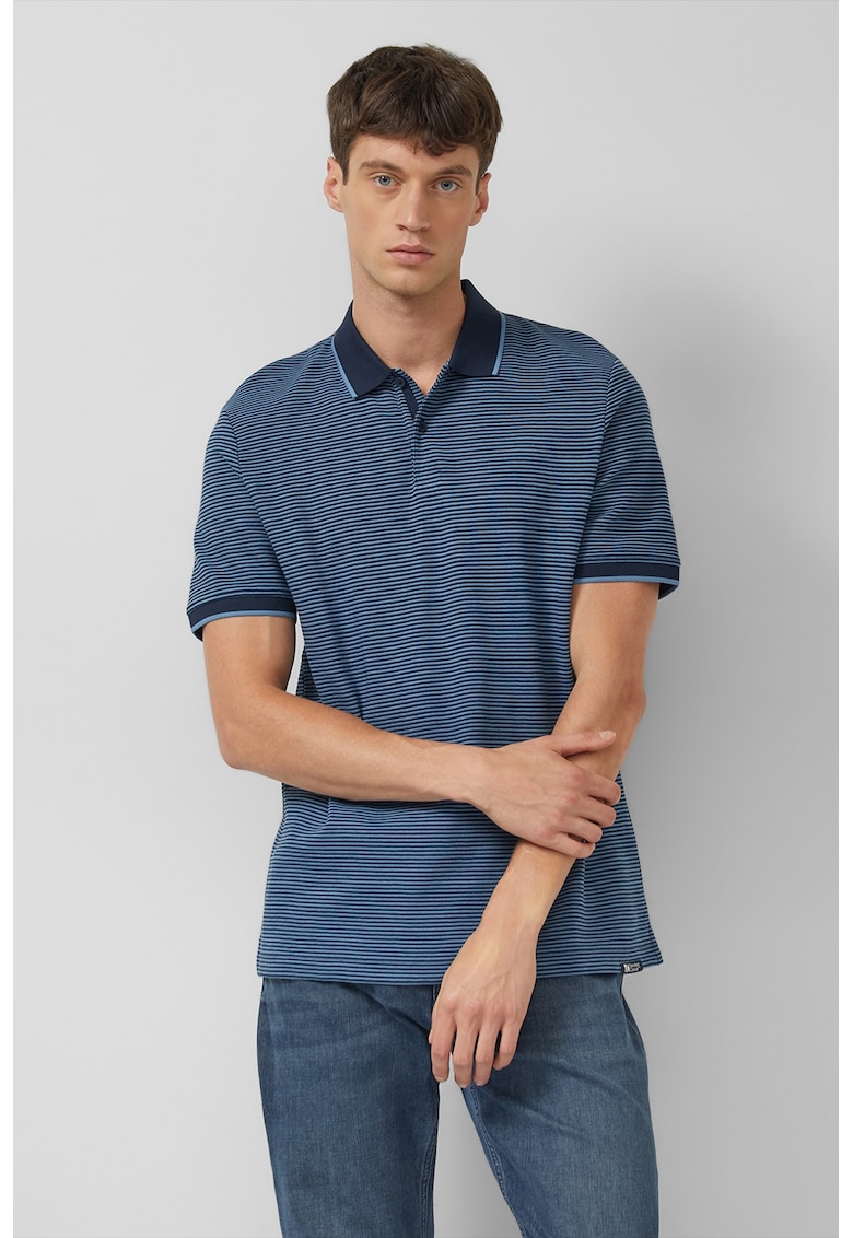 Tricou polo de bumbac - Albastru inchis