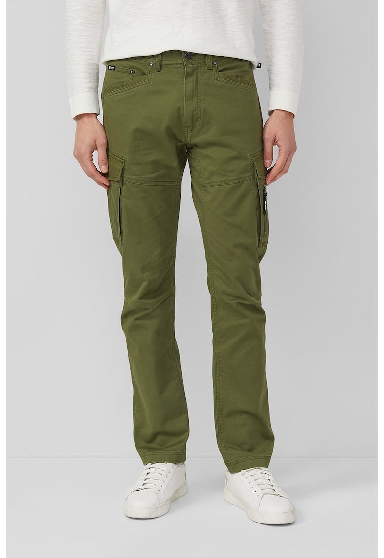 Pantaloni uni relaxed fit cu talie medie - Verde masliniu