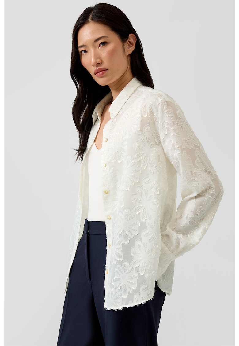 Bluza cu broderie florala - Alb murdar -