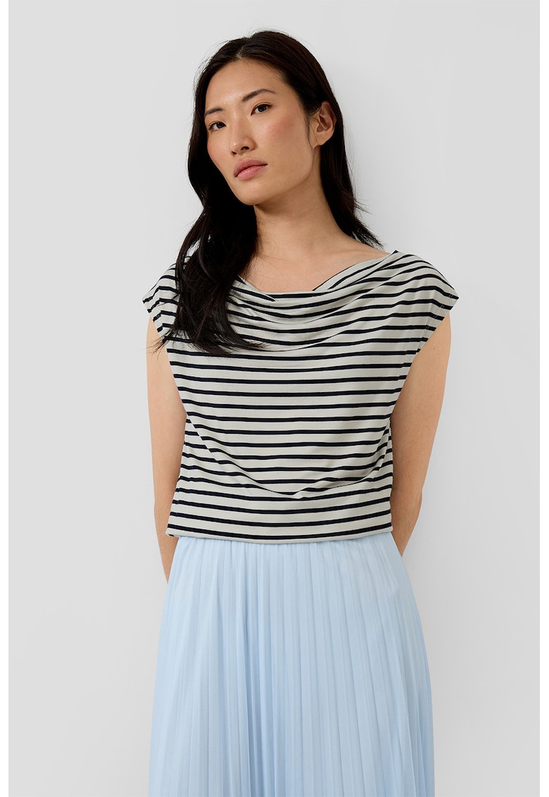 Tricou cu decolteu rotund - Alb/Negru