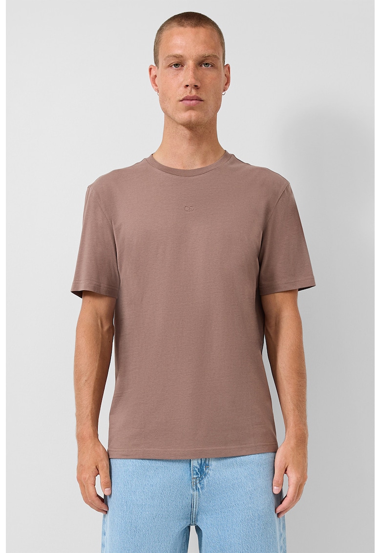 Tricou uni cu decolteu la baza gatului - Maro taupe