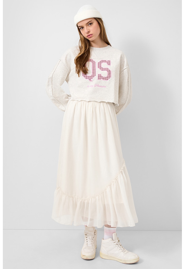 Fusta midi cu pliuri - Alb murdar