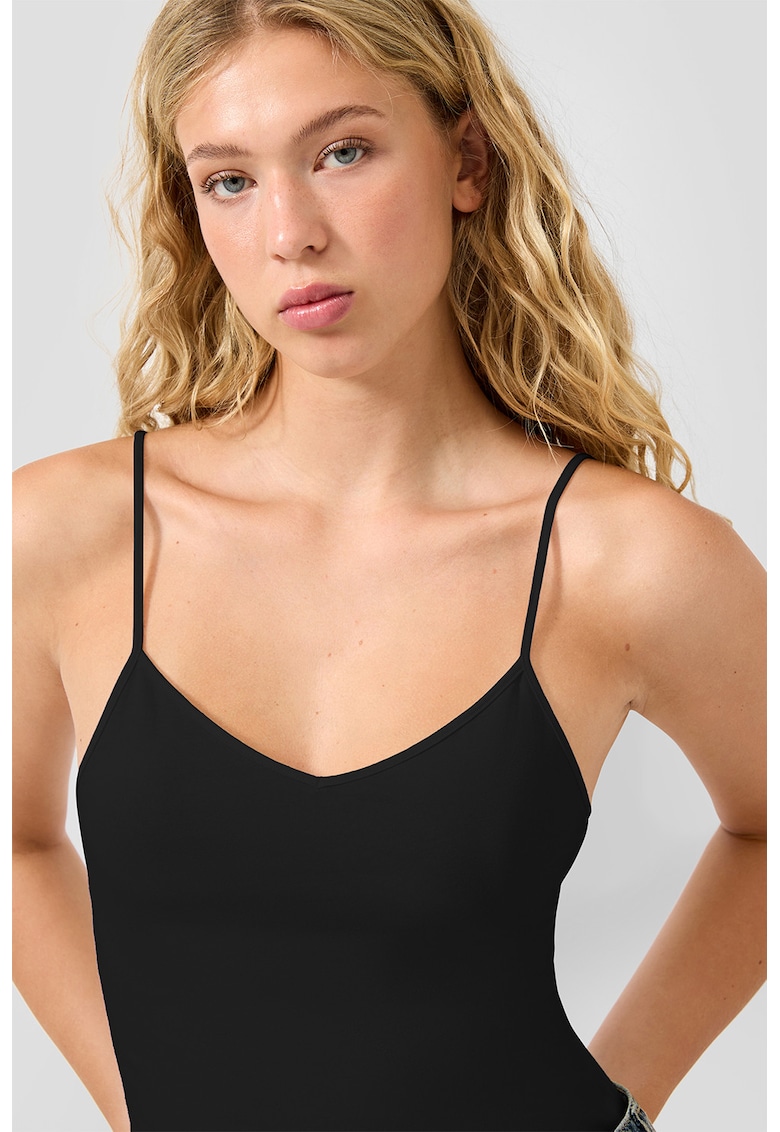 Top cu decolteu rotund - Negru