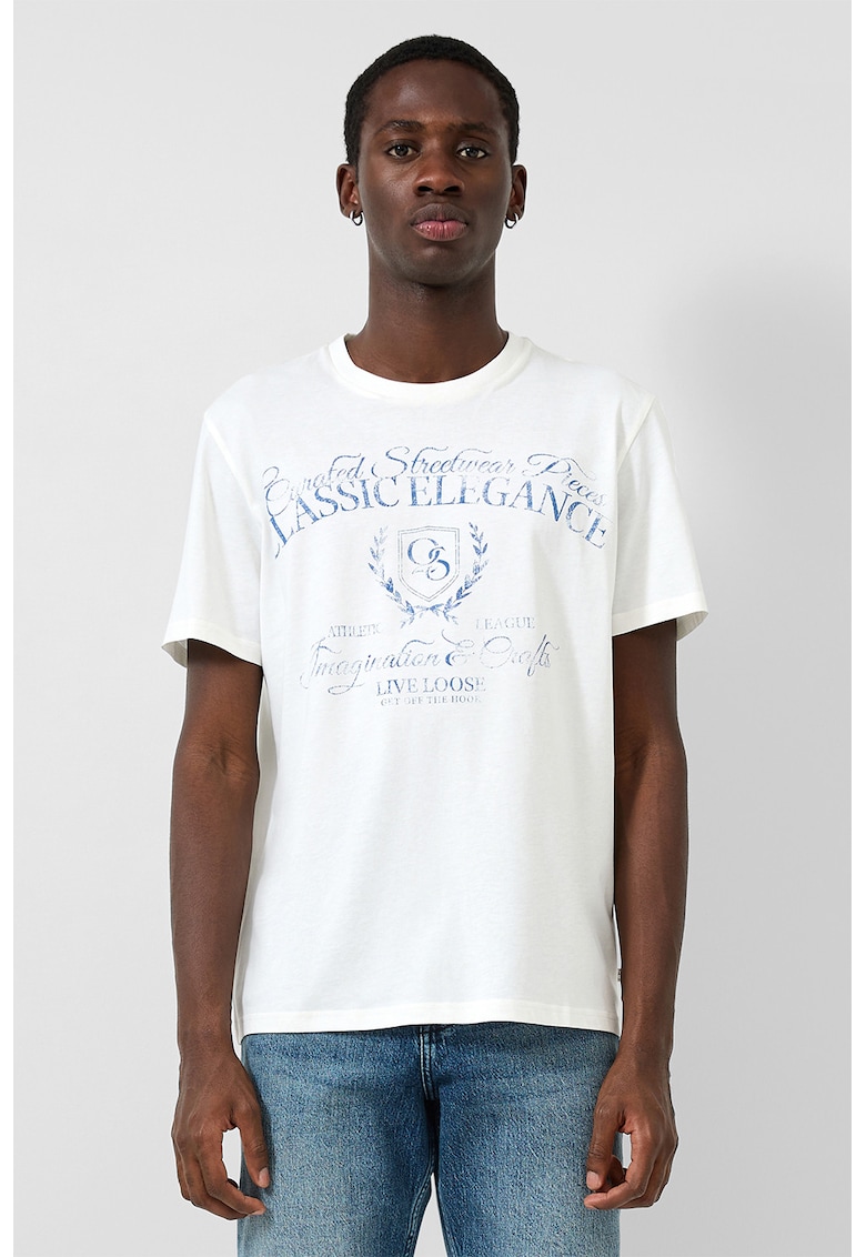 Tricou cu imprimeu text - Alb