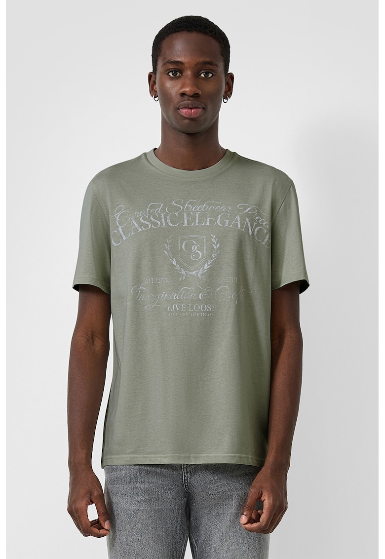 Tricou cu imprimeu text - Verde sparanghel