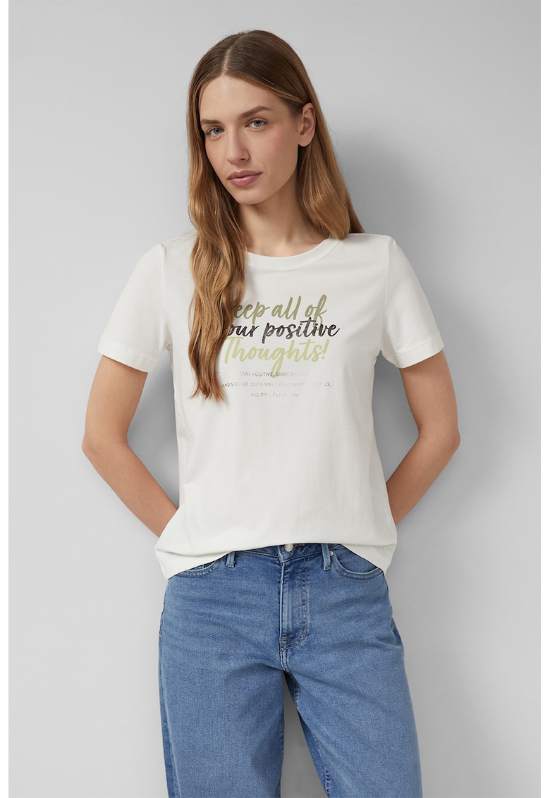 Tricou cu imprimeu text - Alb