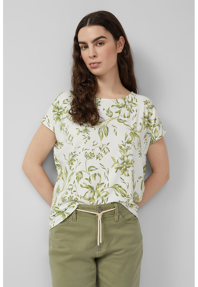 Tricou cu imprimeu floral - Alb - Verde -