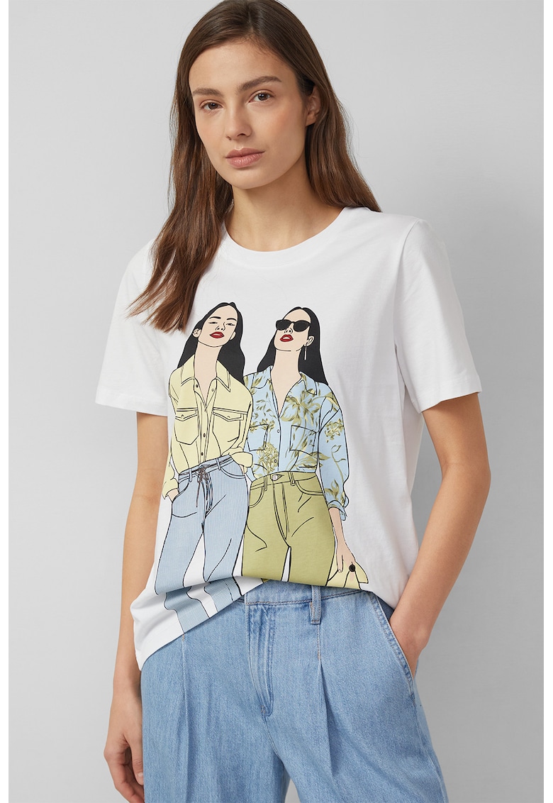 Tricou cu imprimeu grafic - Alb fildes