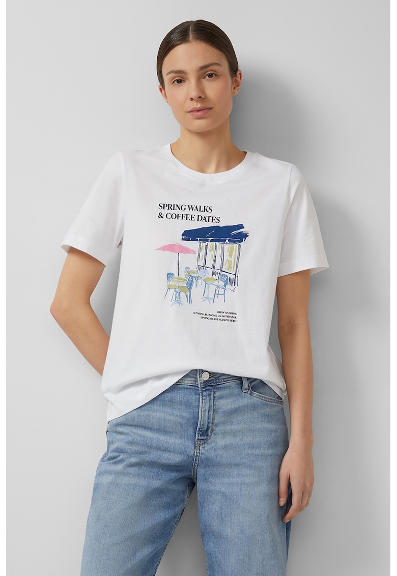 Tricou din bumbac cu imprimeu - Alb