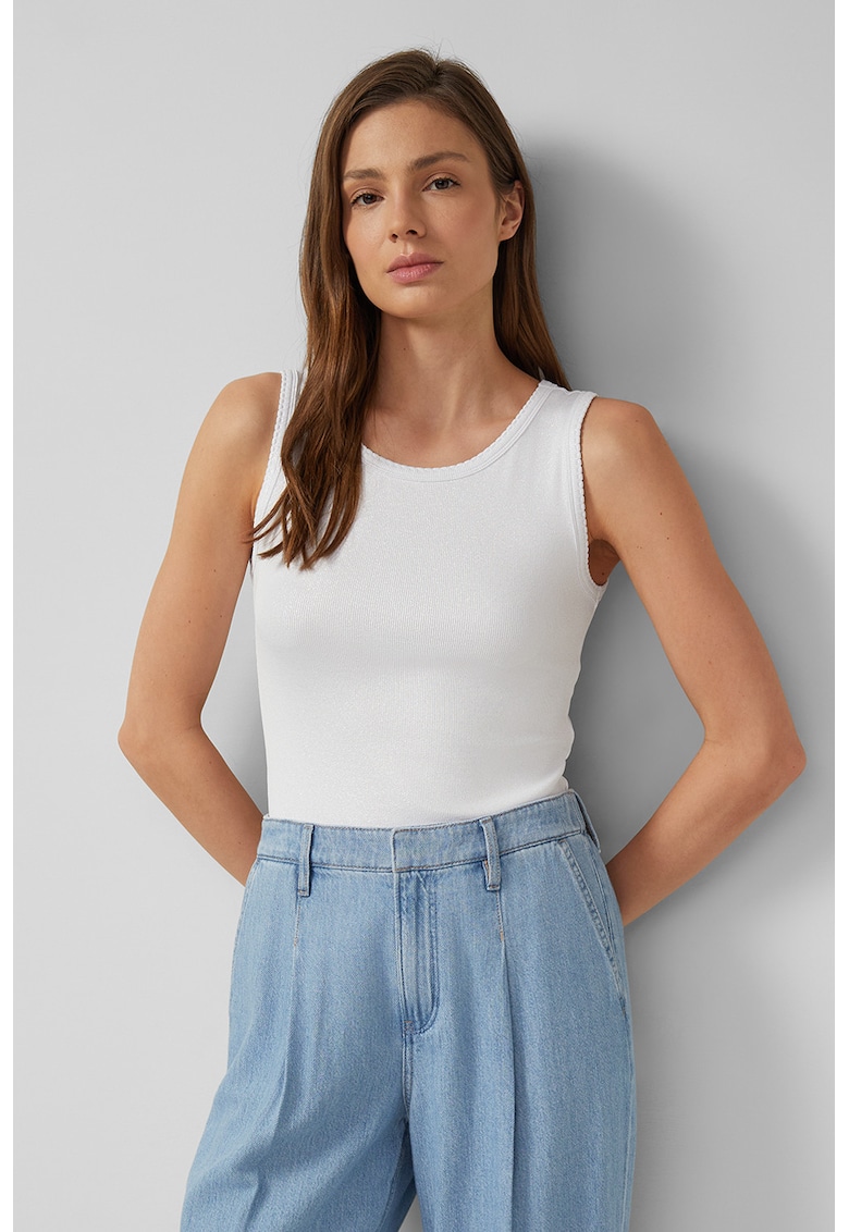 Top cu model uni - Alb