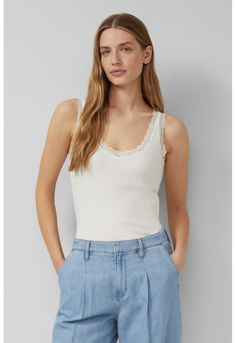 Top cu insertii din dantela - Alb