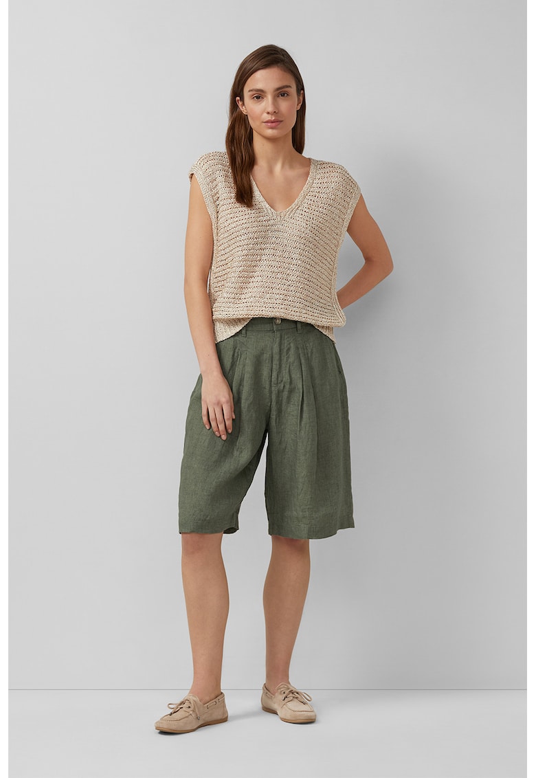 Pantaloni scurti din in - Verde englez