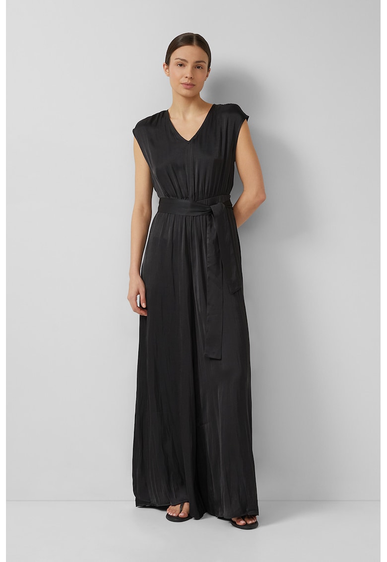 Rochie lunga cu decolteu in V - Negru